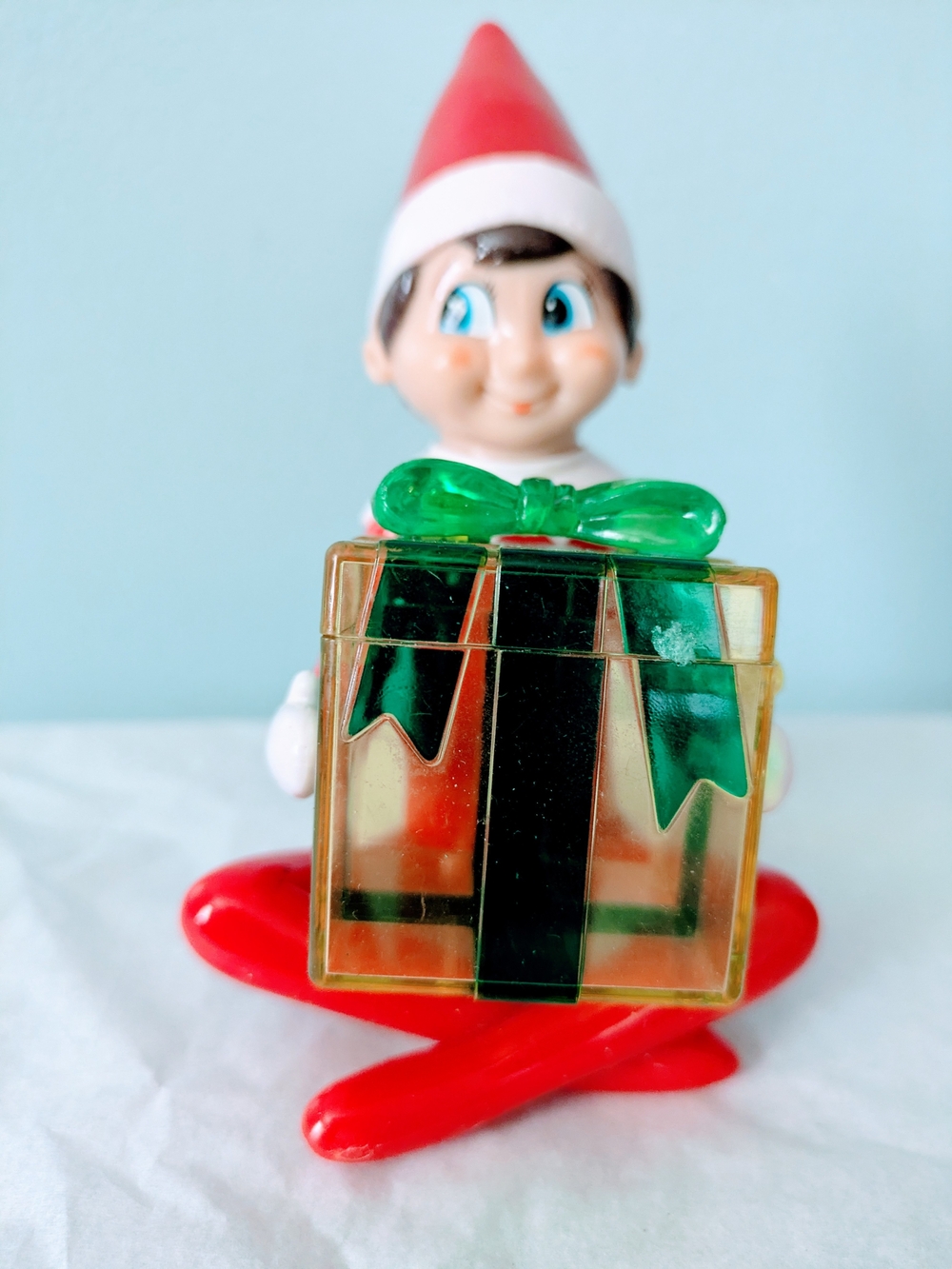 Red and Green Elf with Gift Holder - Holiday Decor